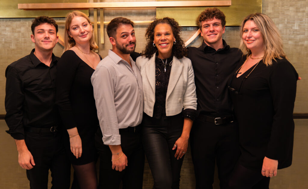 Event planners coordinating a corporate event in London