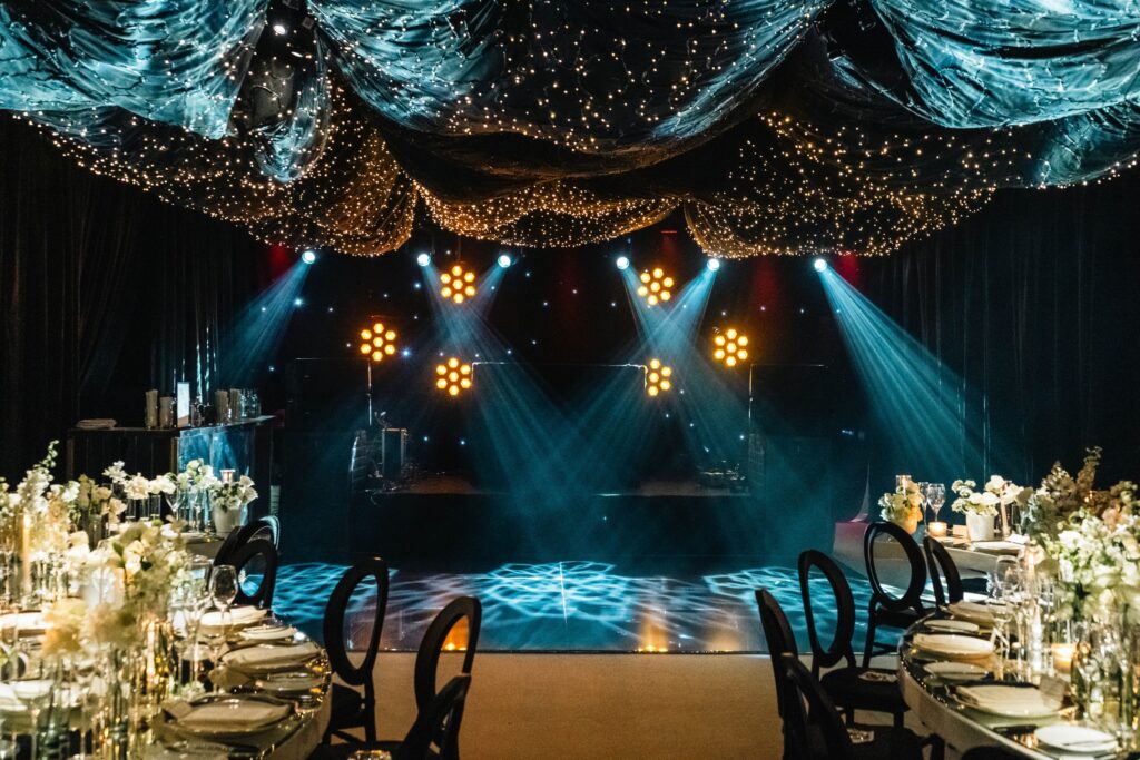 Event production setup for a corporate event
